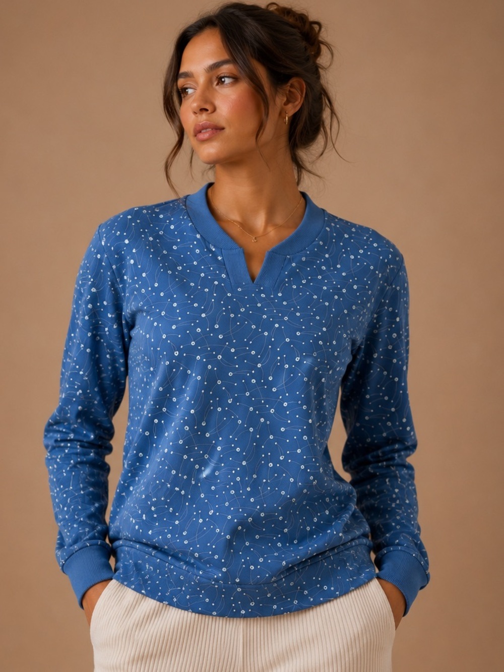 Peter Millar Blue Printed Performance Pullover Size S UPF 50+